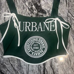 SHEIN Forest Green Top with White Trim